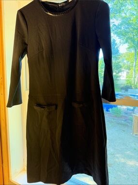 Karl Lagerfeld Paris Black 3/4 Sleeve Pocket Dress sz 4
